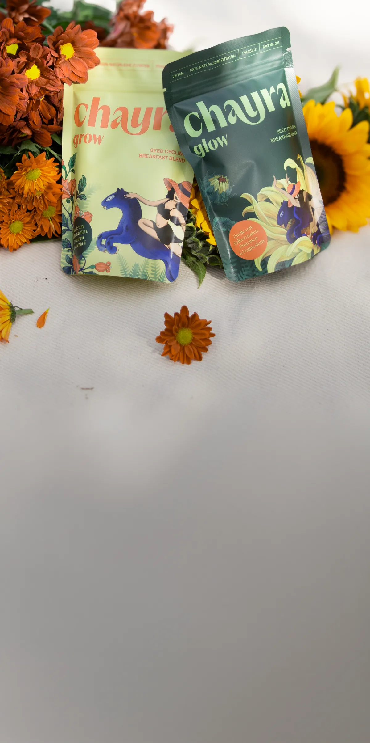 GROW- und GLOW-Beutel mit Sonnenblumen