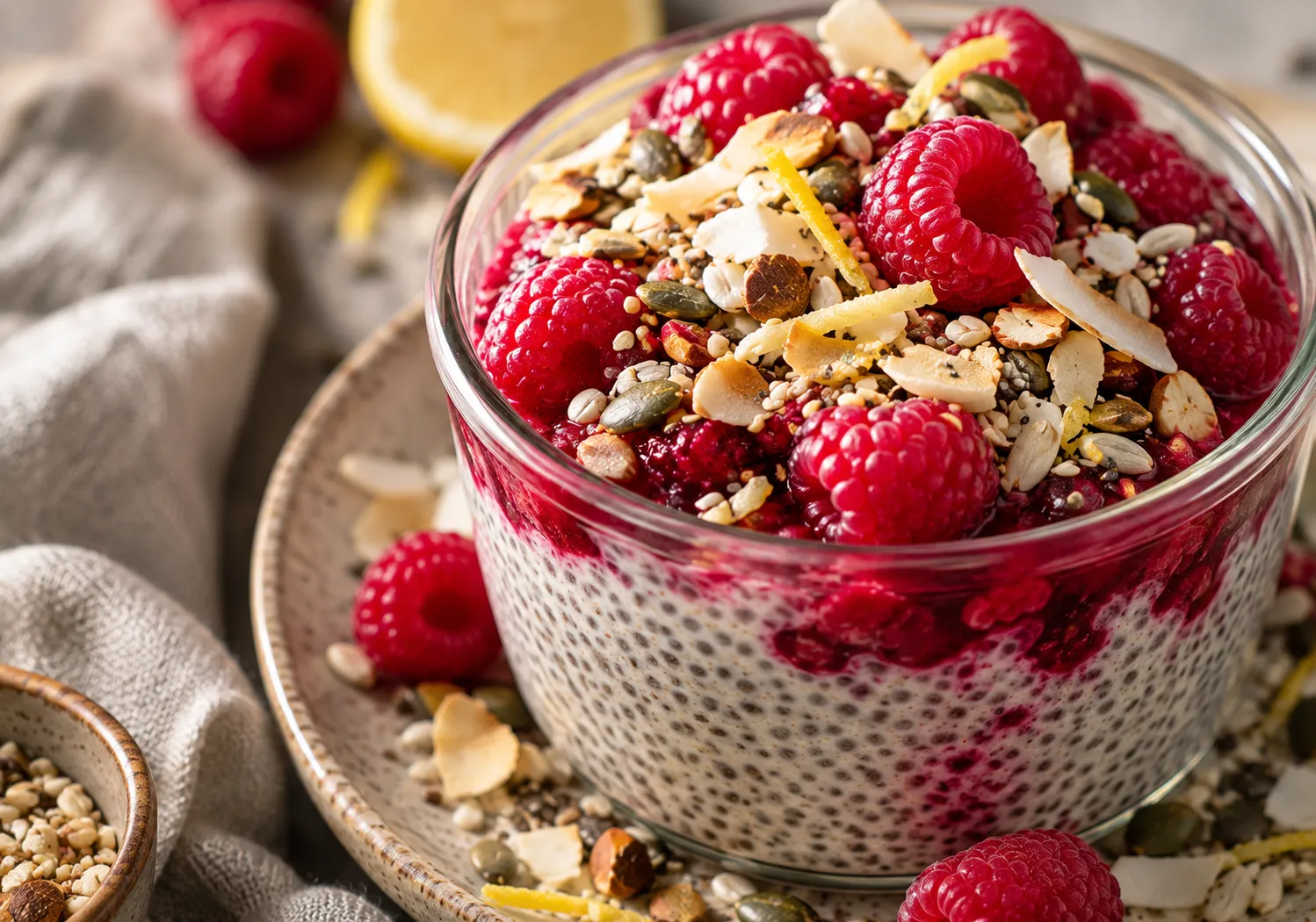 Chia-Pudding mit Himbeeren