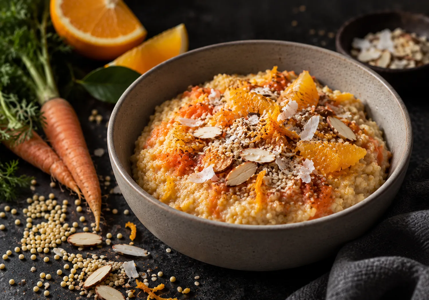 Hirse-Porridge mit Karotte & Orange